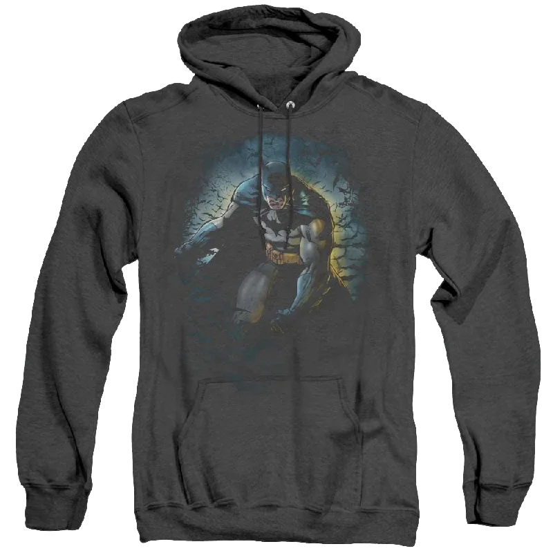 Dc Batman Bat Cave - Heather Pullover Hoodie Ruffle Neck Pullover
