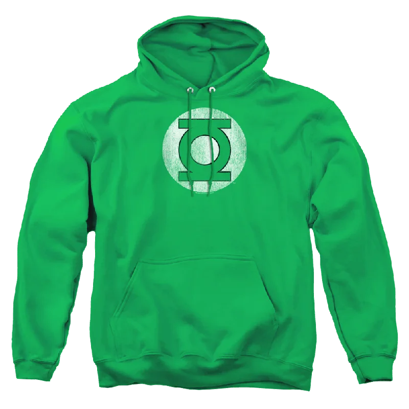 Green Lantern Green Lantern Logo Distressed - Pullover Hoodie High Neck Pullover