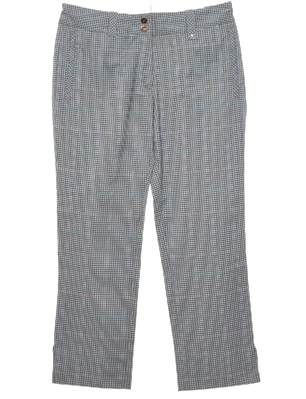 Nike Checked Blue & Grey Cropped Golf Trousers - W32 L28 Trousers Print Floral