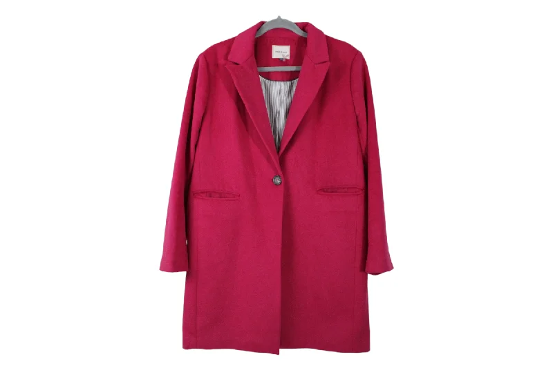 Court & Rowe Fusia Pink Wool Coat | L Front Pockets Side Pockets Patch Pockets