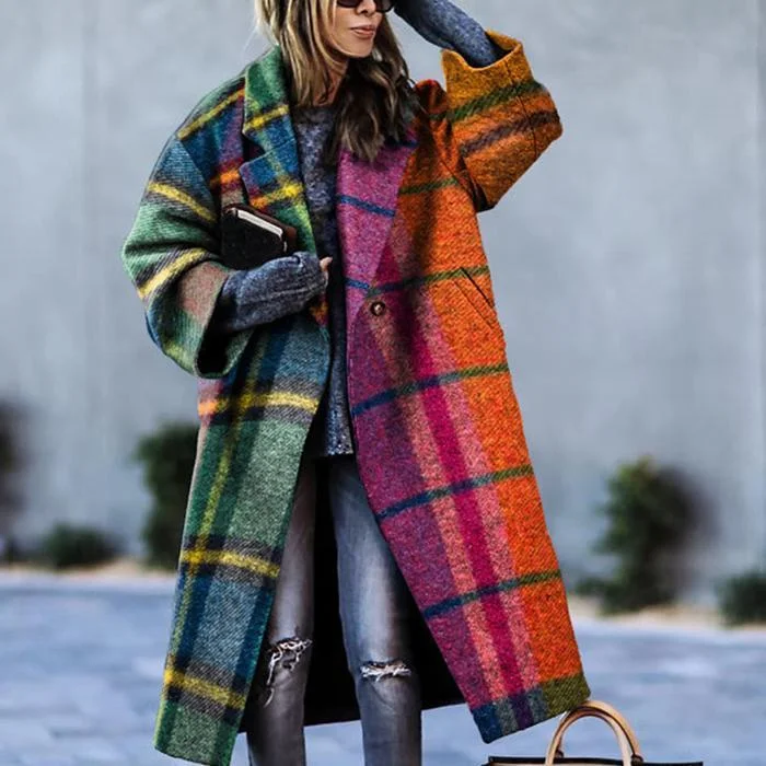 Coat Print Dragon And Phoenix Woolen Raincoat Turtleneck Coat Wrap Coat