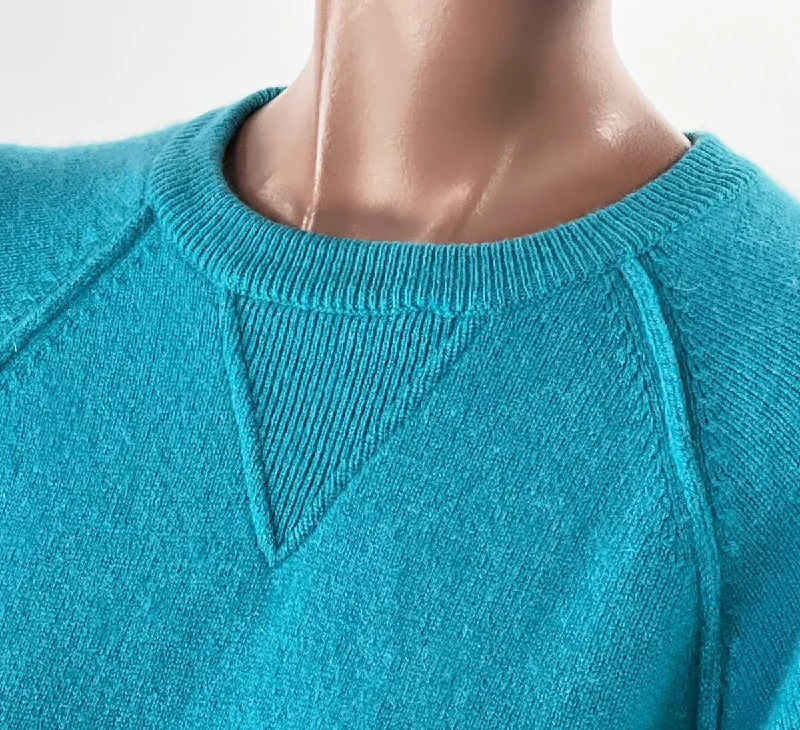 80s 90s Men's Pullover Sweater Turquoise Cashmere Large Norm Thompson VFG Chunky Knit Pullover