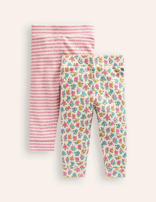 Twin Pack Pointelle Leggings-Almond Pink/Ivory Elegant Embellished Leggings