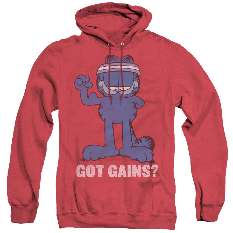 Garfield Got Gains - Heather Pullover Hoodie Asymmetrical Neck Pullover