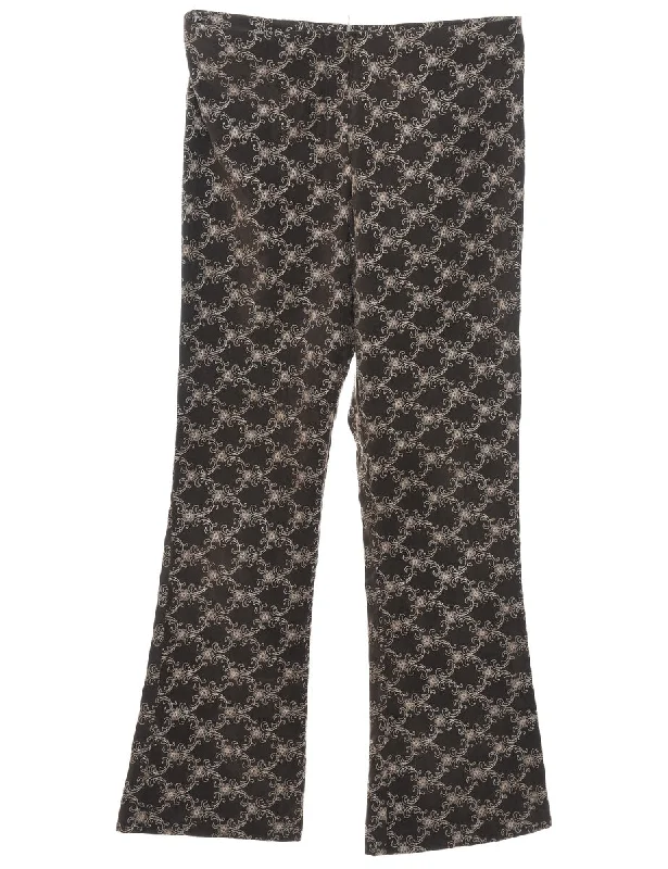 Floral Print Embroidered Y2K Trousers - W34 L33 Trousers Canvas Durable