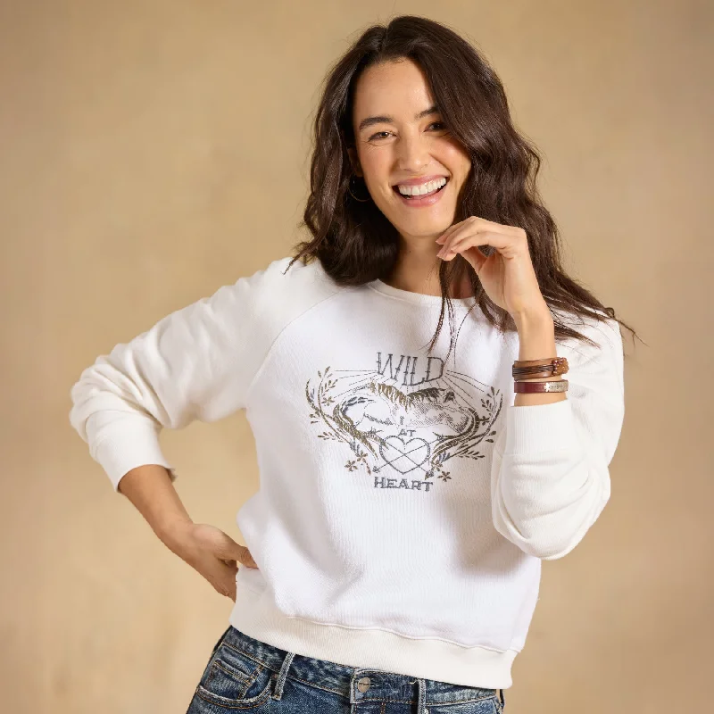Wild At Heart Sweatshirt Hoodie with Contrast Stitching Detailed Premium