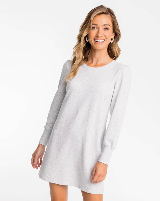 Lindsey Heather Sweatshirt Dress by Southern Tide Hoodie with Mock Neck Collared Structured