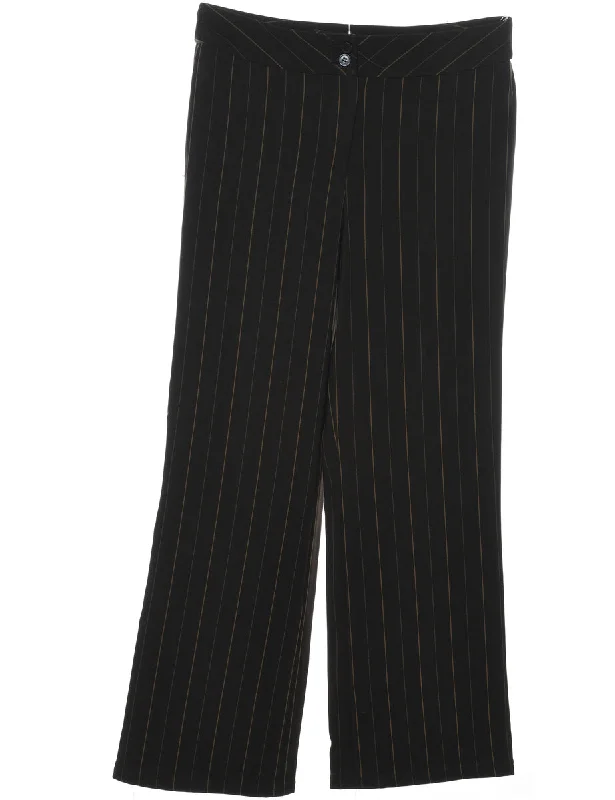 Pinstripes Dark Brown Trousers - W30 L28 Trousers trendy modern