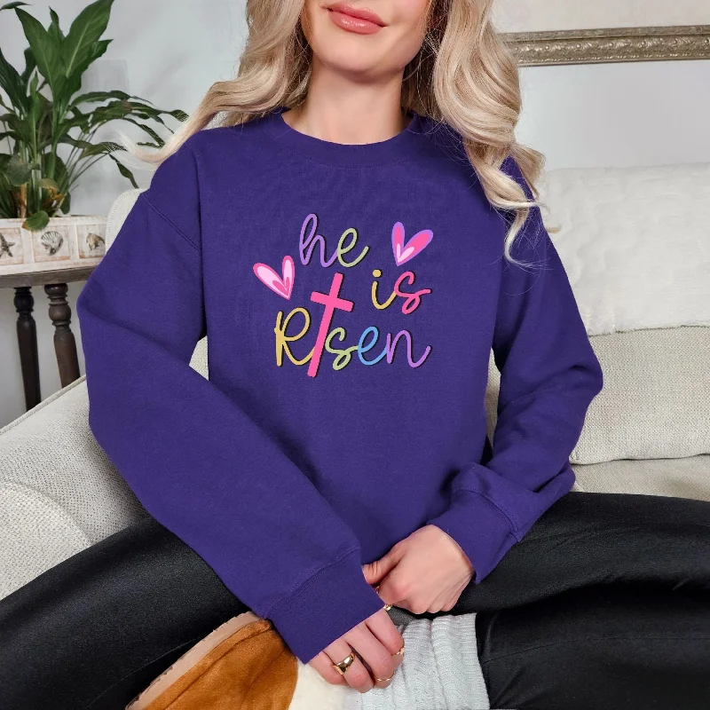 Hazel Blues® |  He Is Risen Graphic Sweatshirt Hoodie with Embroidery Detailed Premium