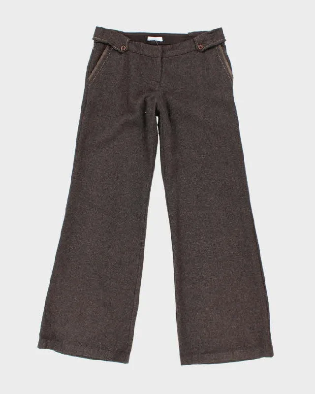 Y2k 00s Promod Wool Blend Trousers - W32 L32 Trousers Culottes Wide Leg