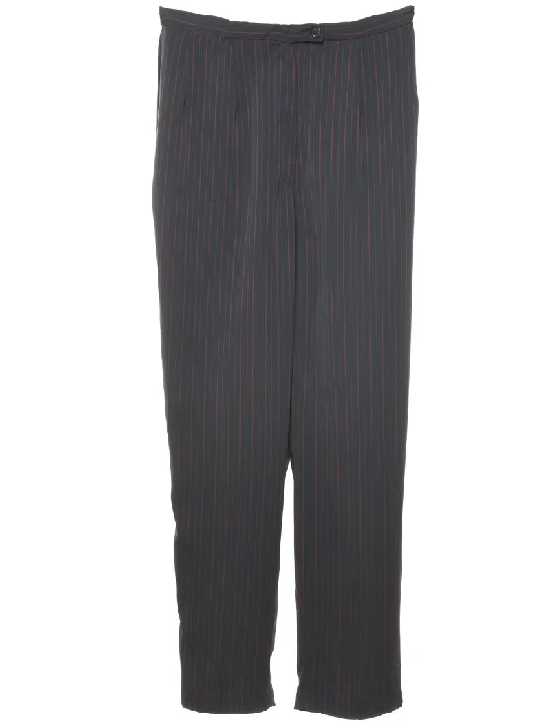 Pinstriped Black & Red Trousers - W28 L29 Trousers chic fashionable