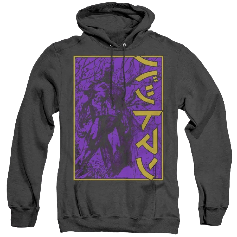 Dc Batman Big Framed Kanji - Heather Pullover Hoodie Bateau Neck Pullover