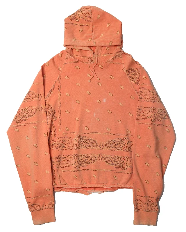 Paisley Orange Hoodie Hoodie with Hem Lace Feminine Delicate