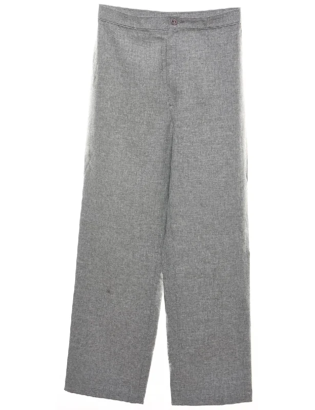 Grey Classic Wide-Leg Trousers - W31 L30 Trousers Brand Named