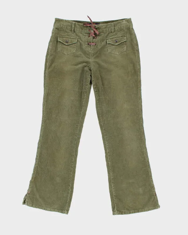 Vintage 90s Route 66 Green Lace-Up Cord Trousers - W33 L31 Trousers Exclusive Limited