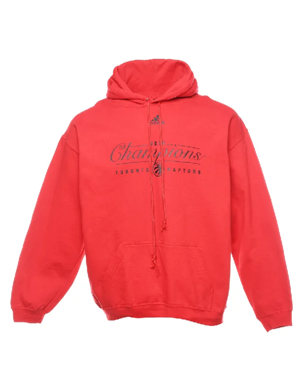 Adidas Hooded Black & Red Sports Sweatshirt - XL Hooded Sweatshirt Casual Wear Street Style