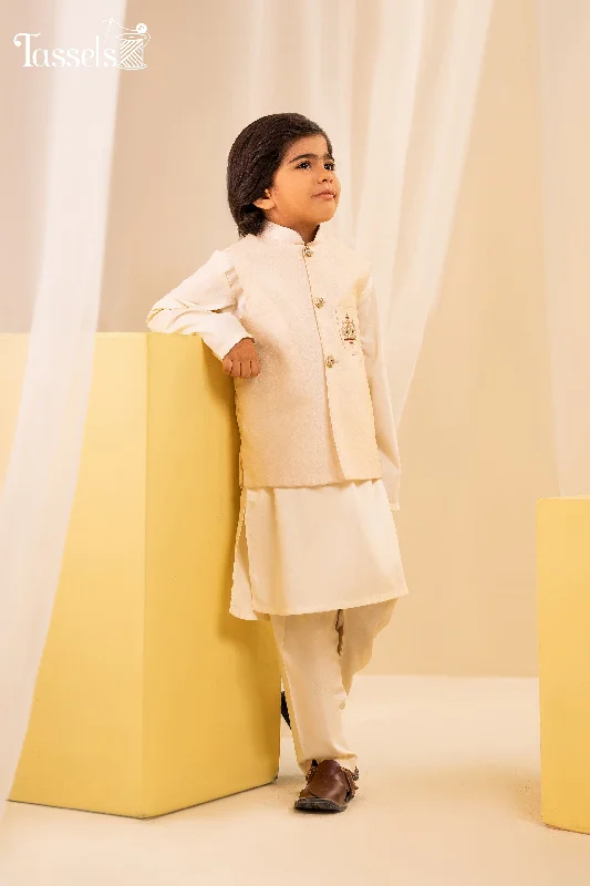 Waist Coat 3 pc Ready to Wear T-Gold White Lapel Coat Peter Pan Collar Coat Cowl Neck Coat