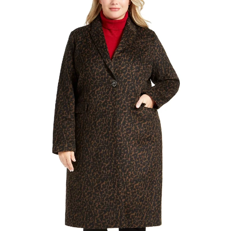Tahari Womens Plus Animal Print Trench Coat Toggle Coat Shawl Collar Coat Notch Collar Coat Tahari Womens Plus Animal Print Trench Coat Toggle Coat Shawl Collar Coat Notch Collar Coat