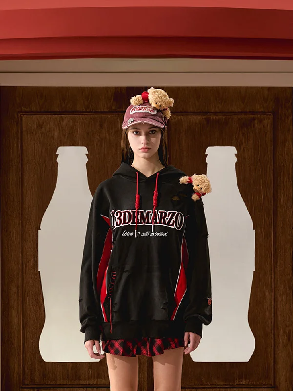 Coca-Cola Bear Logo Hoodie Hoodie with Elastic Waist Stretchable Comfortable