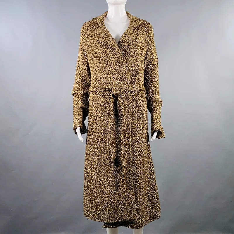 RALPH LAUREN COLLECTION Size M Brown Gold Cashmere Blend Knit Belted Coat A-Line Ball Gown Mermaid RALPH LAUREN COLLECTION Size M Brown Gold Cashmere Blend Knit Belted Coat A-Line Ball Gown Mermaid