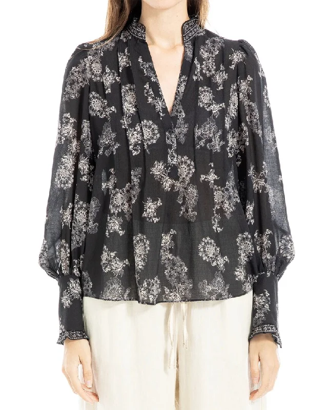 Max Studio Pullover V-Neck Blouse Hooded Pullover Sweater