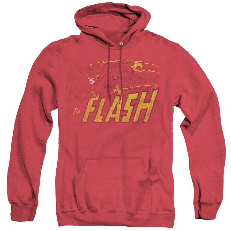 Flash, The Flash Speed Distressed - Heather Pullover Hoodie Ribbed Crew Neck