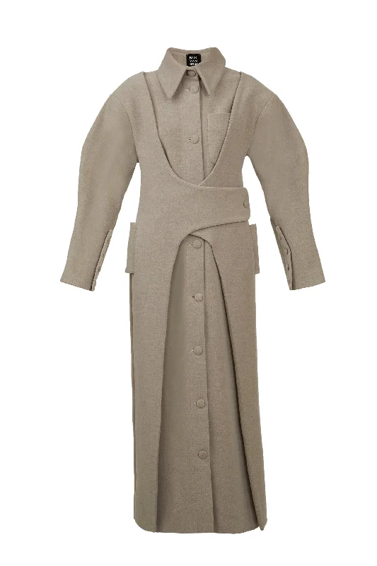 ASYMMETRIC WOOL-BLEND COAT empire Basque Peplum