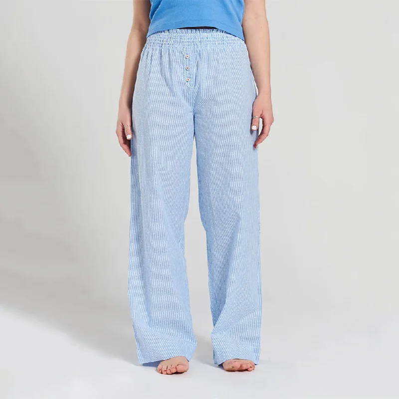 Chicory Mountain Blue Ethical Cotton Pyjama Trousers Trousers Running Lightweight