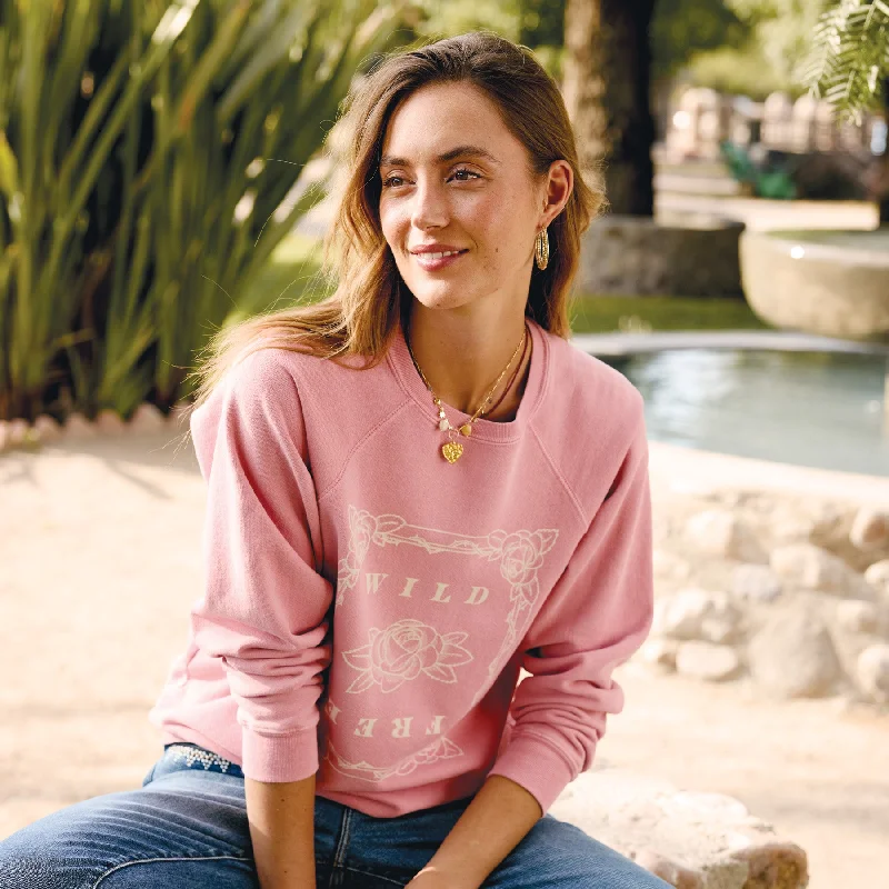 Wild And Free Sweatshirt Hoodie with Distressed Vintage Worn