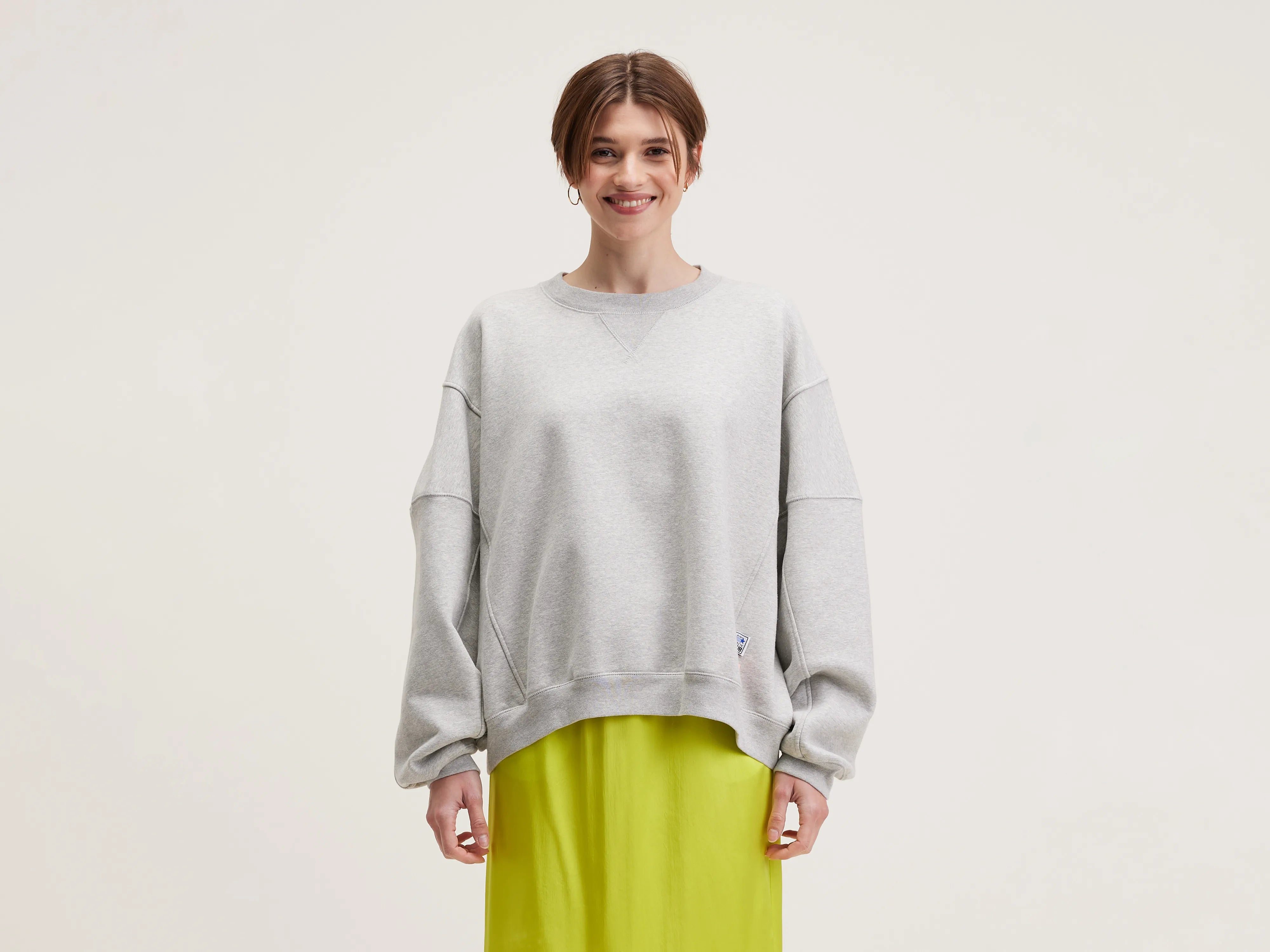 Flips round-neck sweatshirt (242 / W / H. GREY) Hoodie with Drawstring Waist Adjustable Fitted
