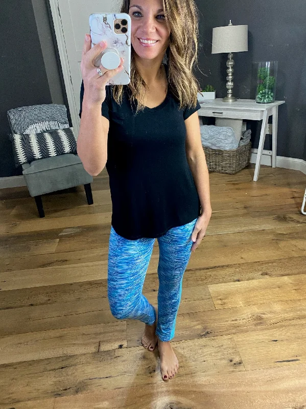 Running Away Blue Mix Leggings Fashionable Embroidered Detail Leggings