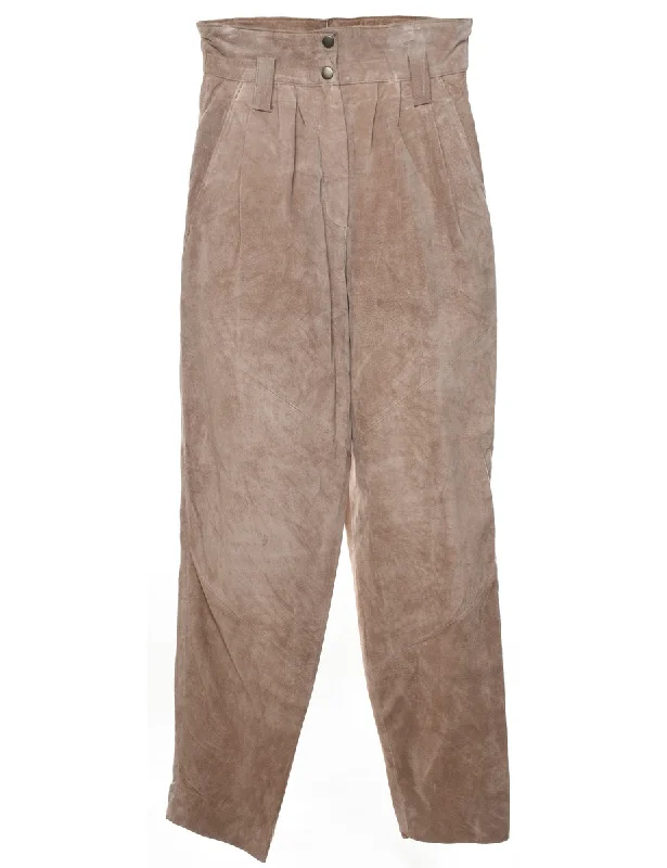 High Waist Tapered Suede Trousers - W26 L29 Trousers Cargo pockets