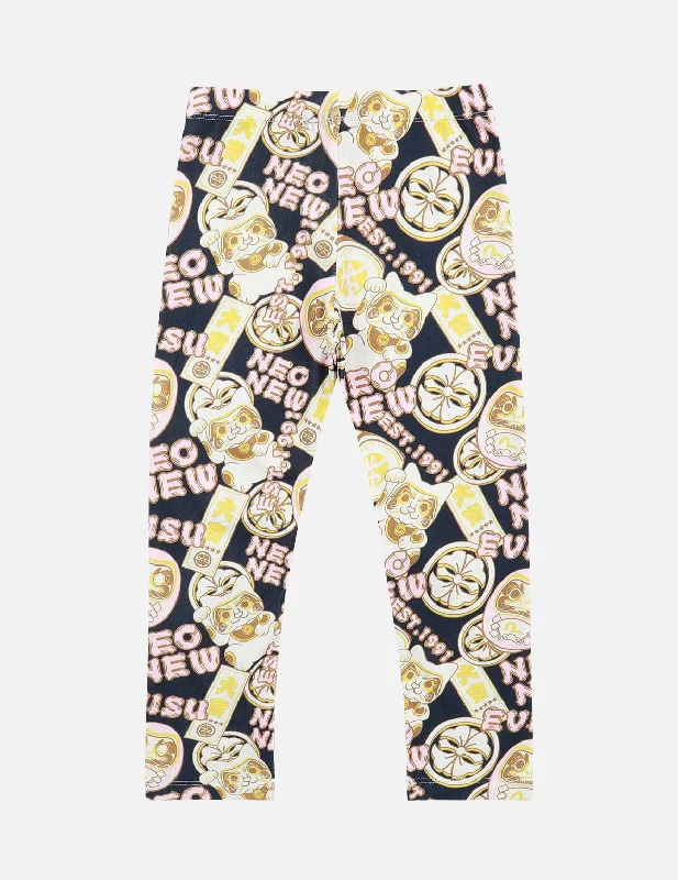 EVISU SQUAD Allover Print Leggings Comfortable Capri-Length Leggings