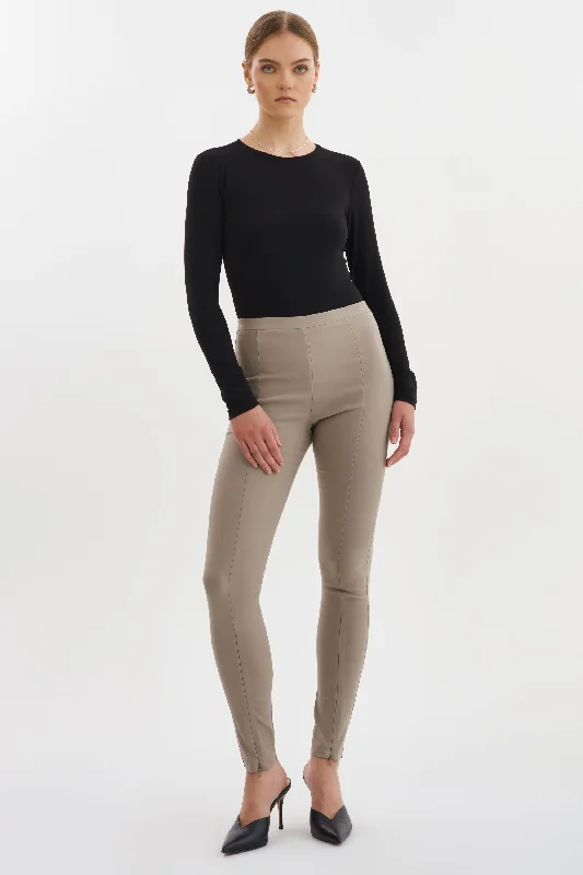 ELAINE | Twill Leggings Fashionable Embroidered Detail Leggings