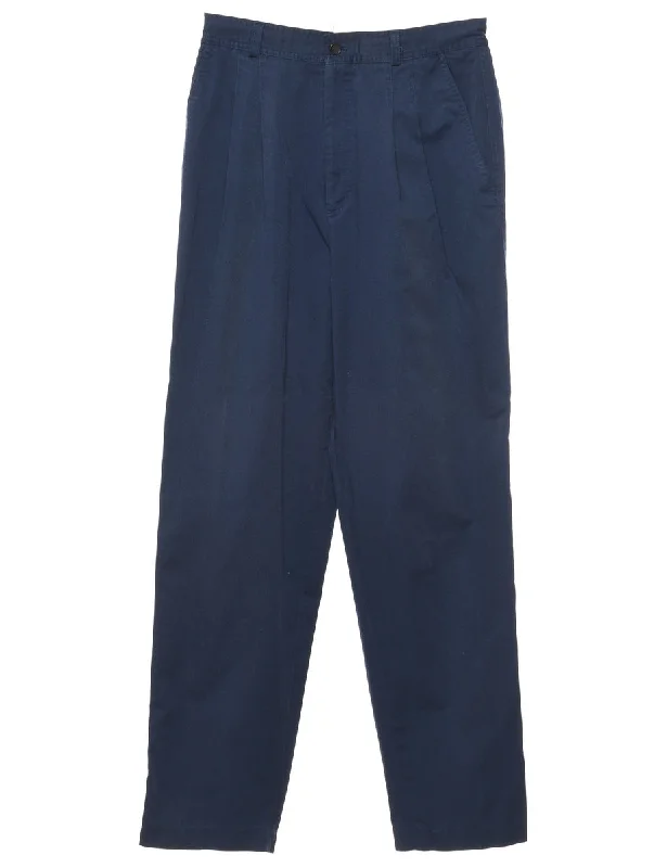 Navy Trousers - W28 L29 Trousers Culottes Wide Leg