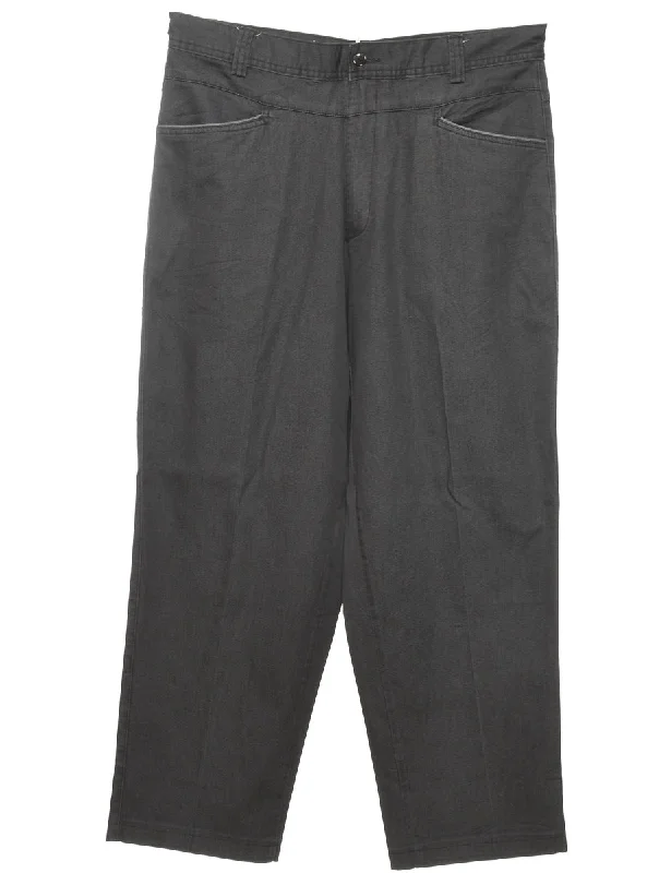 Tapered Black Trousers - W35 L29 Trousers Seasonal Trendy