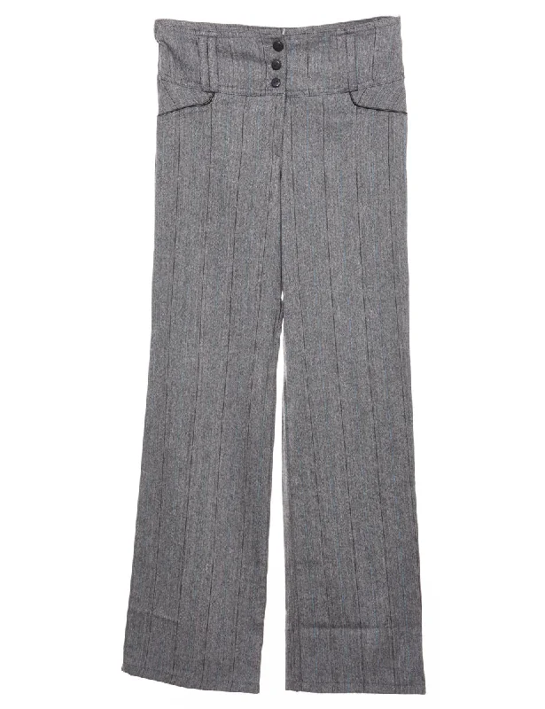 Grey Pinstriped Trousers - W27 L30 Trousers Modern Contemporary