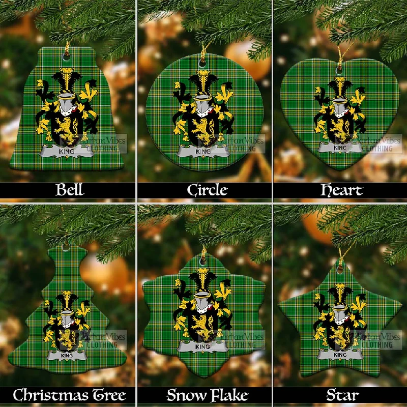 King Irish Clan Tartan Christmas Ceramic Ornament with Coat of Arms Houndstooth Coat Plaid Coat Tartan Coat King Irish Clan Tartan Christmas Ceramic Ornament with Coat of Arms Houndstooth Coat Plaid Coat Tartan Coat