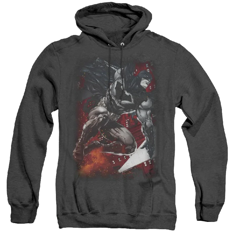 Dc Batman Sparks Leap - Heather Pullover Hoodie Kimono Neck Pullover