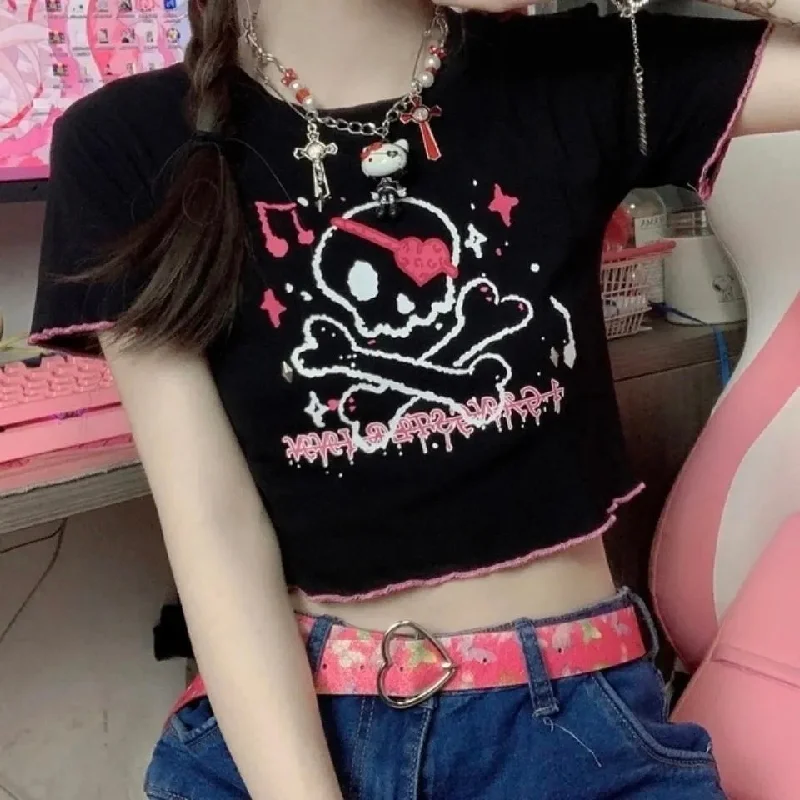 Cute Skull Crop Top Anti-Pilling Machine Wash Handmade