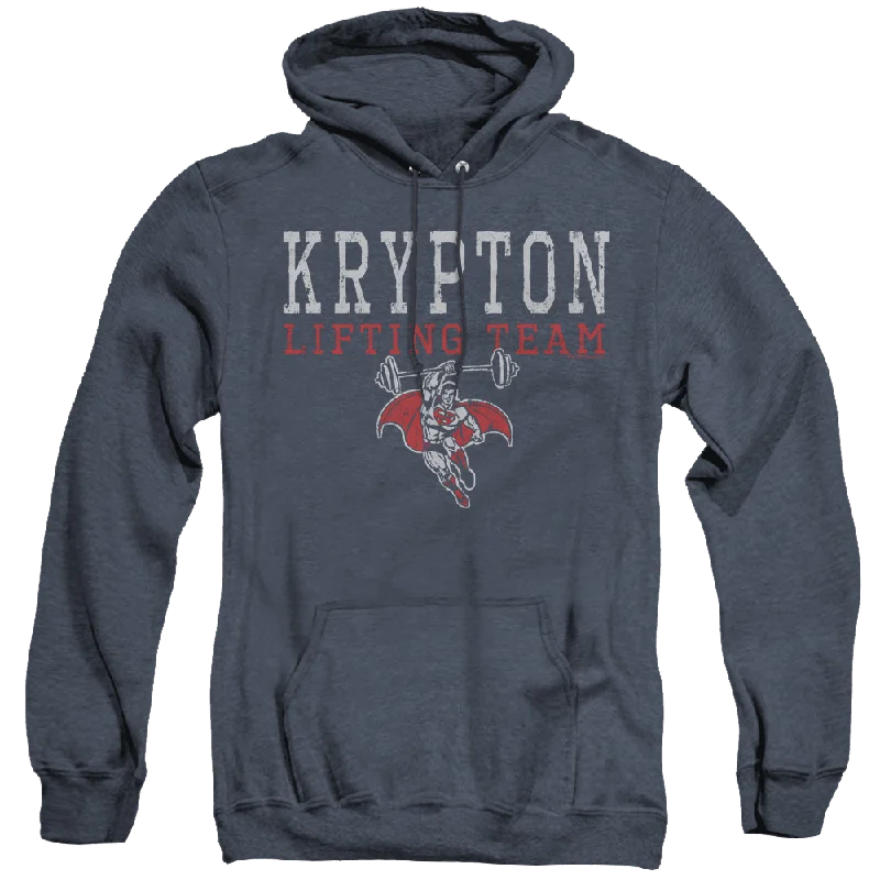 Superman Krpton Lifting - Heather Pullover Hoodie Bateau Neck Pullover