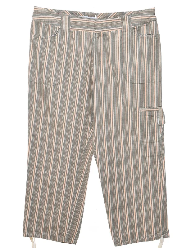 Grey & Peach Cropped Y2K Cargo Trousers - W36 L25 Trousers cozy comfortable