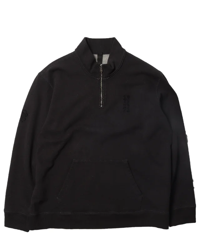Quarter Zip Sweatshirt Hoodie with Ribbed Neckline Snug Warm