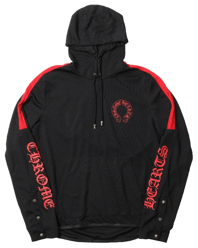 Black Track Hoodie Hoodie with Rolled Sleeves Casual Relaxed