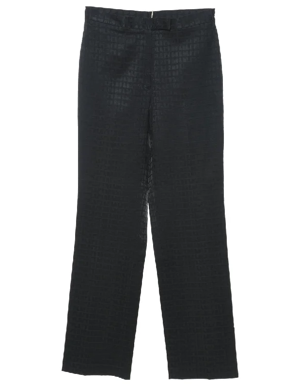Geometric Pattern Black Trousers - W28 L32 Trousers Versatile Stylish