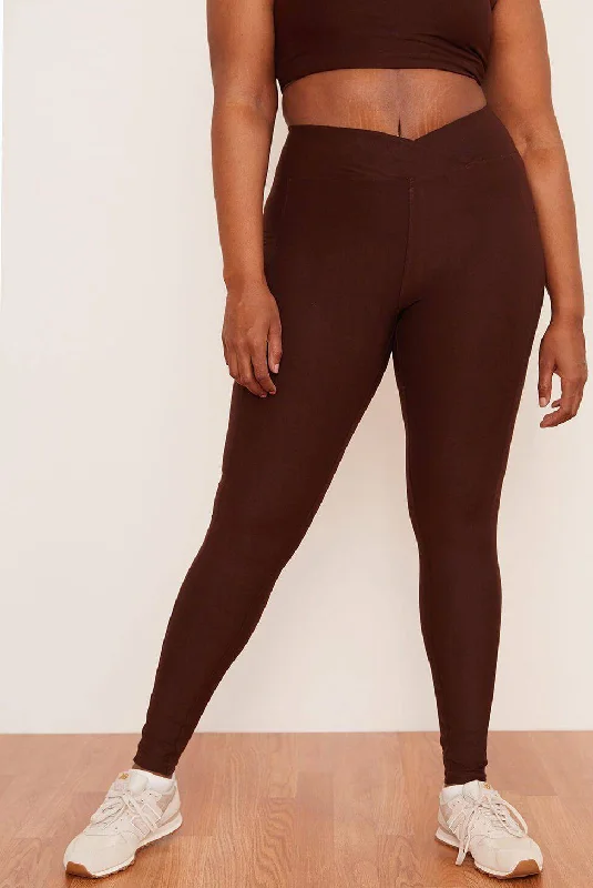 Crossover Pocket Leggings (Chai) Stylish Stretch-Waist Leggings