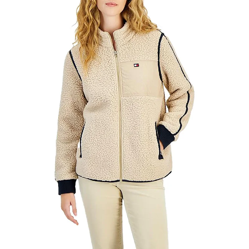 Tommy Hilfiger Womens Faux Fur Faux Fur Coat Trim Padded Insulated
