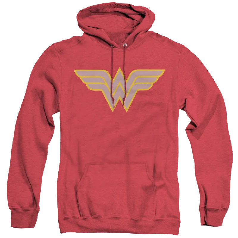 Wonder Woman Ww Logo - Heather Pullover Hoodie Notched Neck Pullover