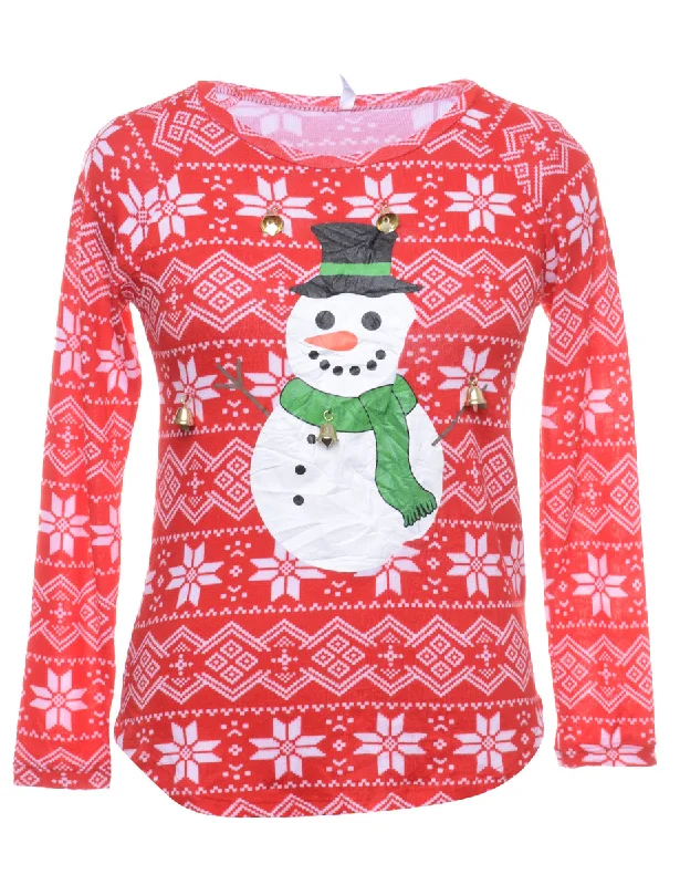 Beyond Retro Reworked Christmas Sweatshirt With Bells - M Hoodie with Side Slits Relaxed Casual Beyond Retro Reworked Christmas Sweatshirt With Bells - M Hoodie with Side Slits Relaxed Casual