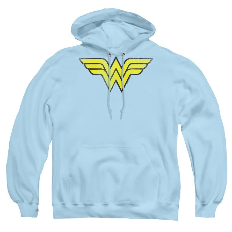 Wonder Woman Ww Logo Distressed - Pullover Hoodie Turtleneck Warm Pullover